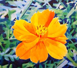 Pintura, Flor naranja, Manuel Perez