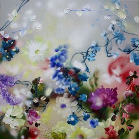 Peinture, Bohemian evening - colorful floral painting, Anastassia Skopp