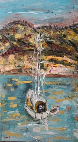 Gemälde, Sailboat in Greece, Dondi Schwartz