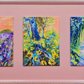 Gemälde, The triptych is summer.Landscape in oil, Lilya Volskaya