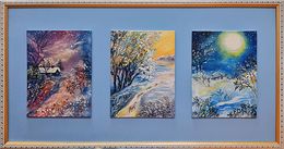 Gemälde, The triptych is winter. Landscape in oil, Lilya Volskaya