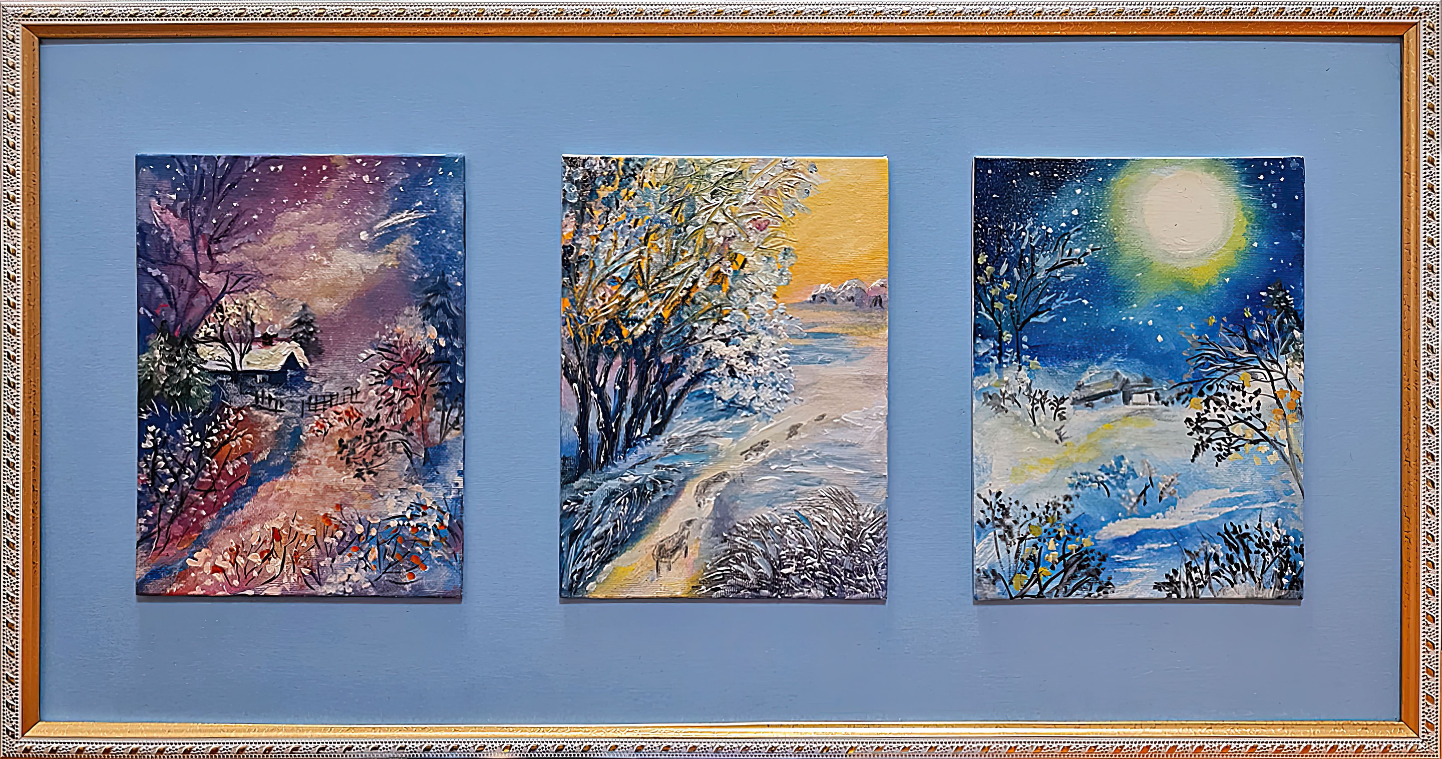 Lilya Volskaya, The triptych is winter. Landscape in oil Lilya Volskaya, The triptych is winter. Landscape in oil