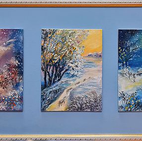 Pintura, The triptych is winter. Landscape in oil, Lilya Volskaya