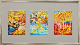 Painting, The triptych is Autumn. Landscape in oil . Volskaya Lilia, Lilya Volskaya