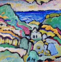 Peinture, Estérel - Paysage massif montagneux volcanique onirique, Jean-Marc Lemasson