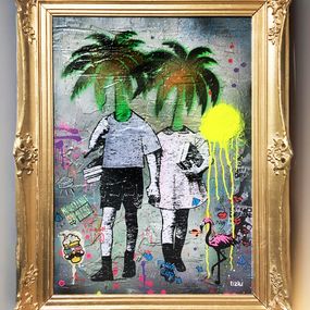 Painting, We Don't Need No Education (Golden Frame), tizlu