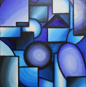 Gemälde, Formes abstractives bleues, Jonathan Pradillon