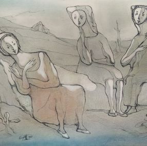 Fine Art Drawings, Tres personajes en la naturaleza, Gabriel Rigo