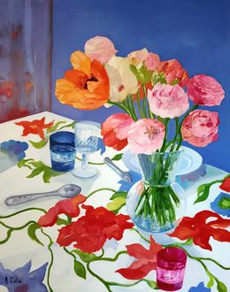 Gemälde, Table en fête, Agnès Tiollier