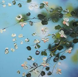 Peinture, Dream Blossoms I floral impasto modern painting on canvas, Anastassia Skopp