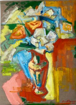 Gemälde, Vibrant flowers in the Japanese vase, Igor Volkov-Tkachinskiy