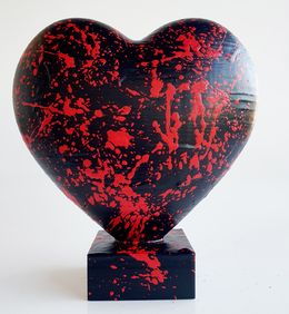 Sculpture, Black heart love coeur, Spaco