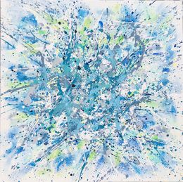 Painting, Series “Between Heaven and Earth” - Turquoise blue, Nataliia Krykun