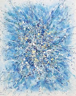 Peinture, Series “Between Heaven and Earth” - Turquoise blue abstraction, Nataliia Krykun
