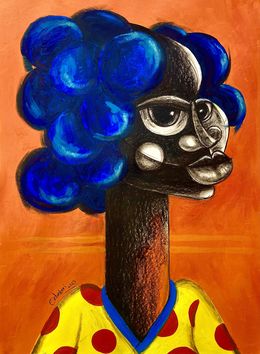 Painting, Lady With Blue Hair, Olalekan Odunbori