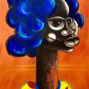 Painting, Lady With Blue Hair, Olalekan Odunbori