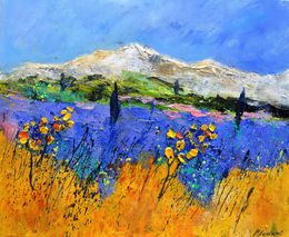 Painting, Lavender fiels in Provence, Pol Ledent