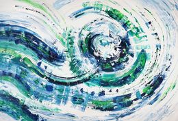 Gemälde, Turquoise Blue Wave XL 3, Peter Nottrott