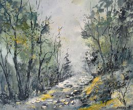 Painting, Path in a winter wood, Pol Ledent
