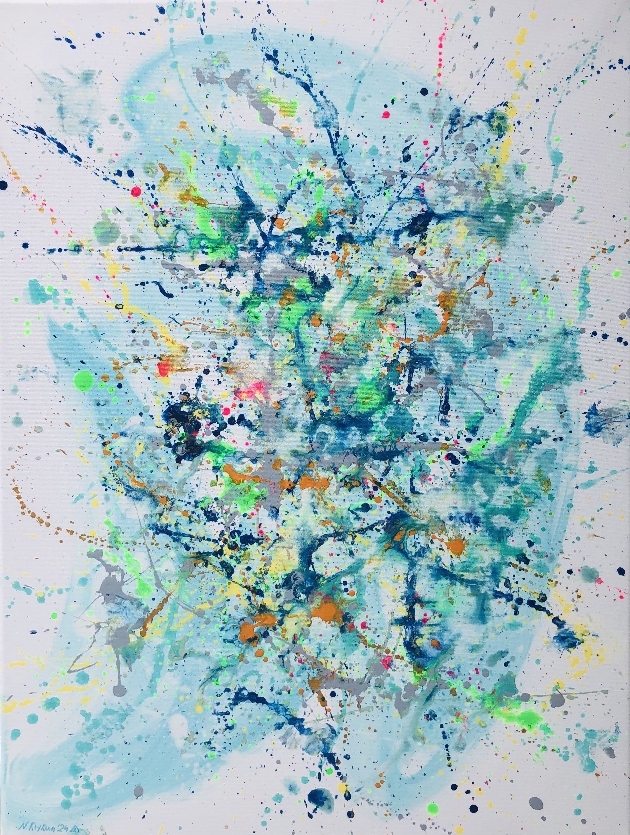 Nataliia Krykun, Turquoise symphony - blue turquoise dripping expressionism abstraction Nataliia Krykun, Turquoise symphony - blue turquoise dripping expressionism abstraction