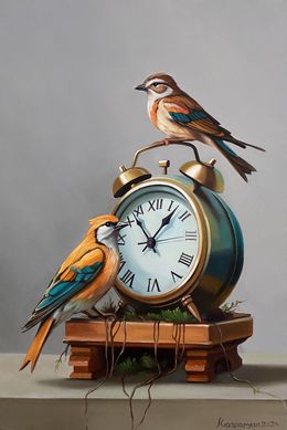 Painting, Tick-Tock Birds, Ara Gasparyan