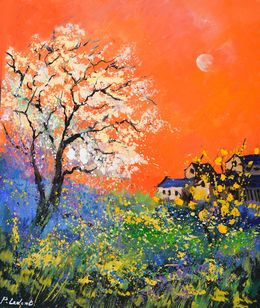 Painting, Moonshine in spring, Pol Ledent