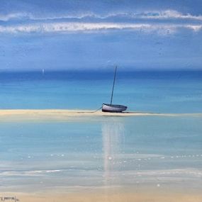 Gemälde, White Boat and Sandbar, Richard Pearce