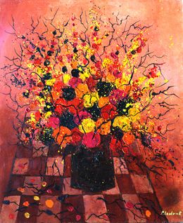 Painting, Red still life, Pol Ledent