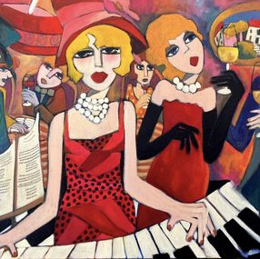 Painting, Piano bar, Martine Fauve Dechavanne