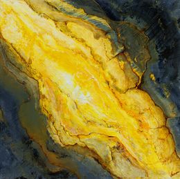 Peinture, Sun yellow - Paysage abstrait d'écorce terrestre, Thierry Nauleau