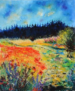 Painting, Poppies field, Pol Ledent