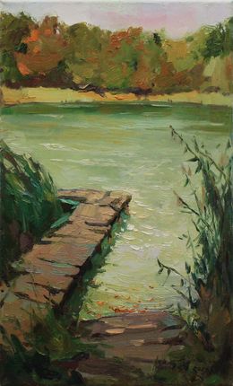 Painting, Green lake, Alisa Onipchenko-Cherniakovska