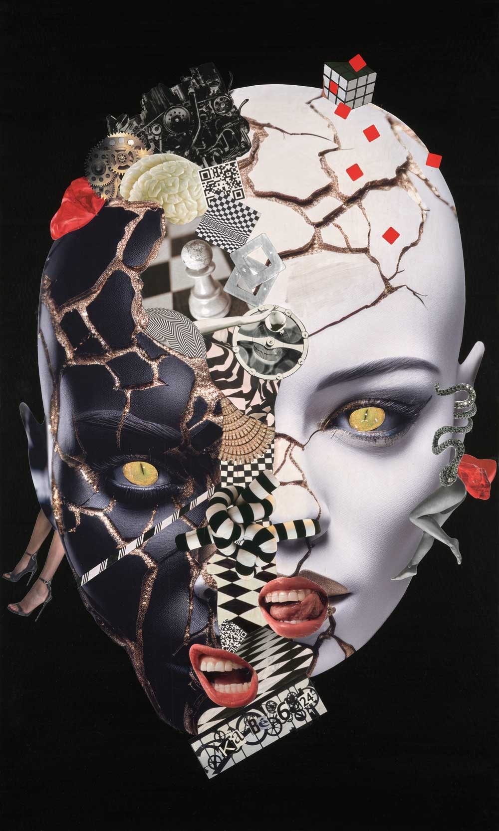 Karine Barbier (dite Ka Bé), Échec et Mat - Mécanique de l'esprit - série Collages Karine Barbier (dite Ka Bé), Échec et Mat - Mécanique de l'esprit - série Collages