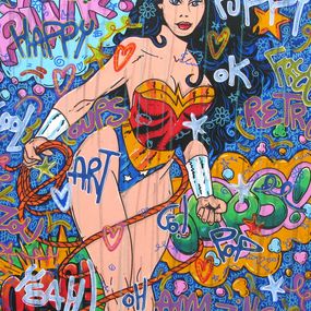 Peinture, Stay puppy Wonder Woman, Rico Sab