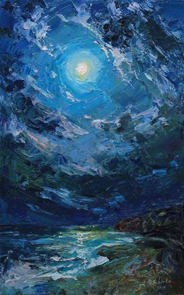 Gemälde, Moon over the sea, Alisa Onipchenko-Cherniakovska