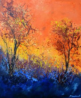 Painting, Two trees in autumn, Pol Ledent