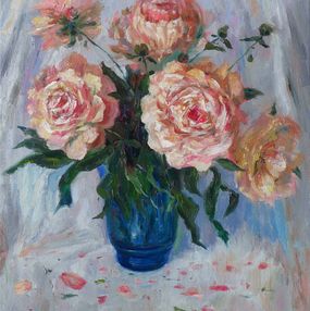 Gemälde, Peonies in The Blue Vase, Nikolay Dmitriev