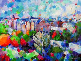 Painting, Colorful city, Miriam Montenegro