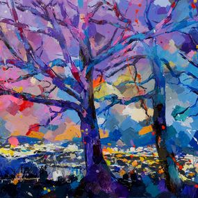 Peinture, Old oaks in the evening light, Miriam Montenegro
