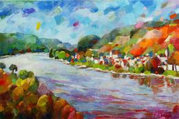 Painting, Autumn on the Rhine, Miriam Montenegro