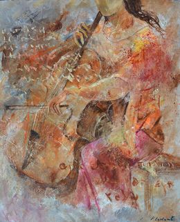 Painting, A cello player, Pol Ledent