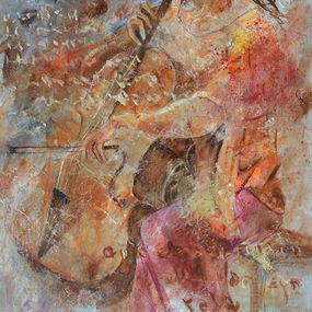 Gemälde, A cello player, Pol Ledent