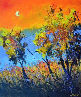 Painting, Moonshine in autumn, Pol Ledent