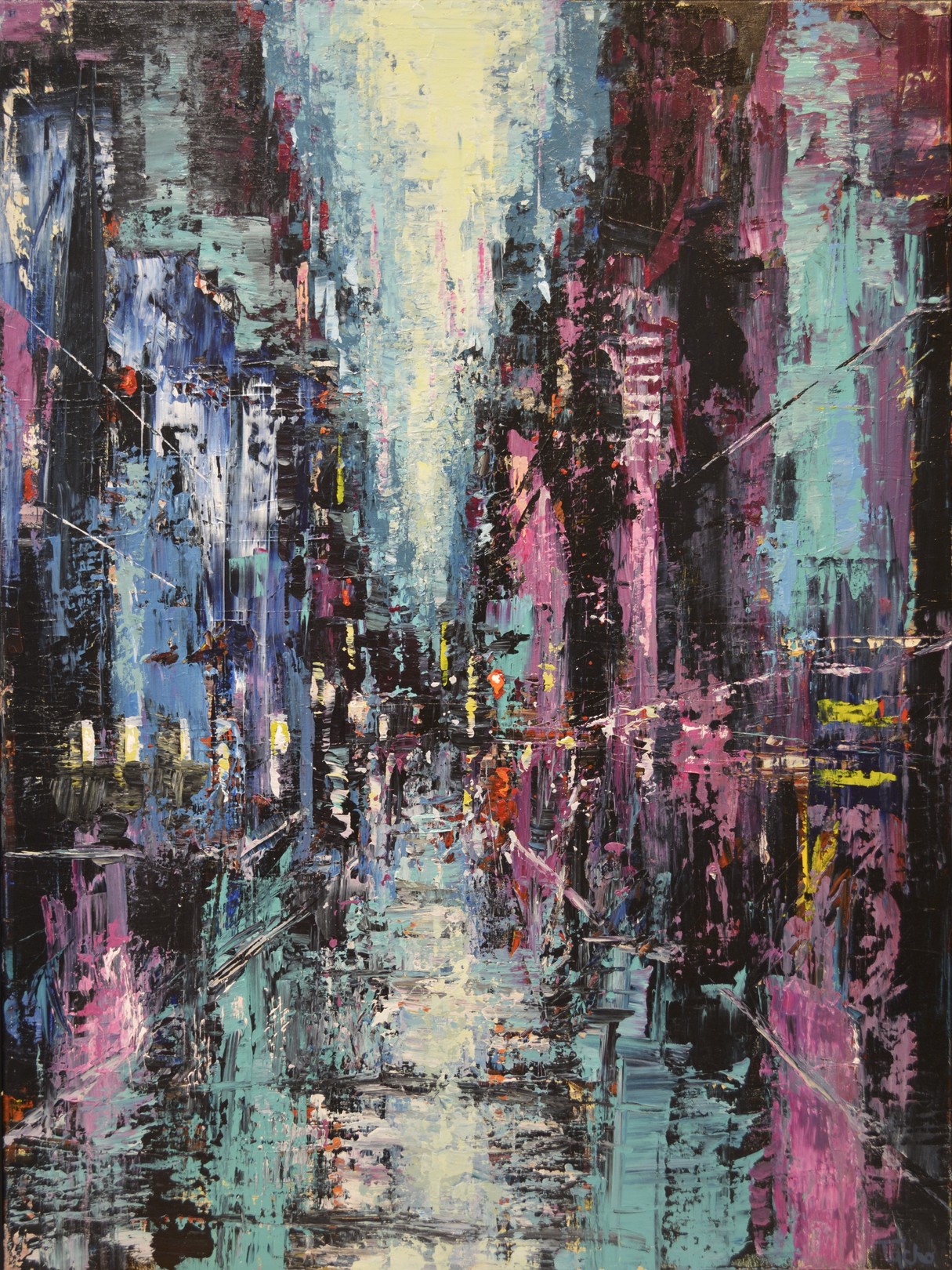 David Tycho, City in Pink Green and Blue David Tycho, City in Pink Green and Blue