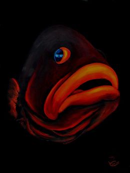 Pintura, Scarlet Grouper - poisson de la mer des Caraïbes, Patrick Chevailler