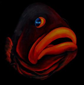 Painting, Scarlet Grouper - poisson de la mer des Caraïbes, Patrick Chevailler