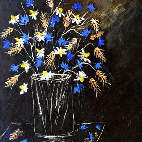 Painting, Still life cornflowers, Pol Ledent