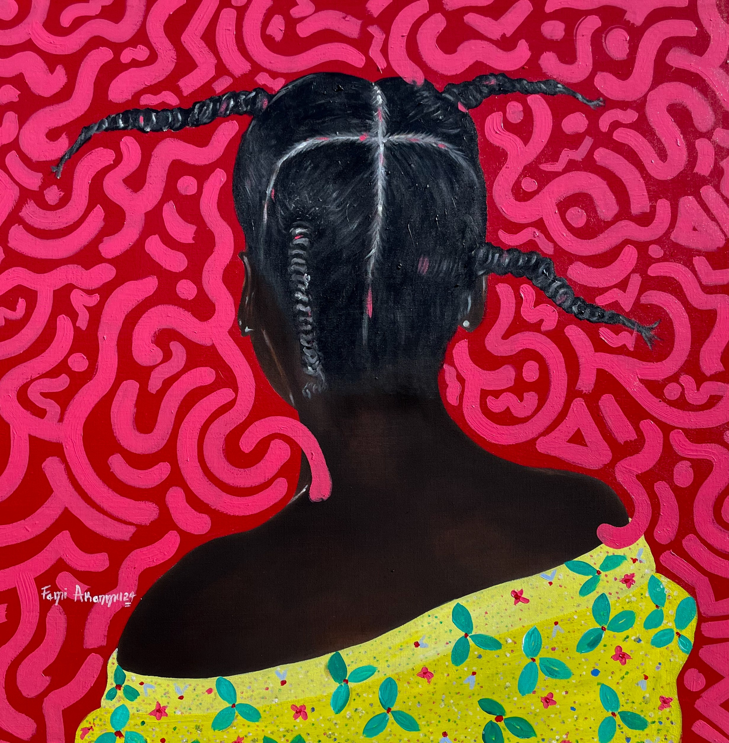 Oluwafemi Akanmu, Identity 1 - 21st Century, Contemporary, Portrait, Mixed Media, African Woman Hair Oluwafemi Akanmu, Identity 1 - 21st Century, Contemporary, Portrait, Mixed Media, African Woman Hair