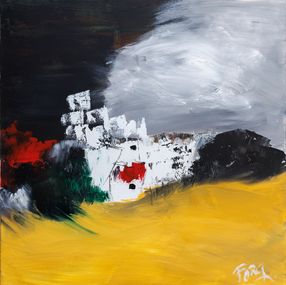 Pintura, Village sur le littoral - Paysage abstrait, Forg