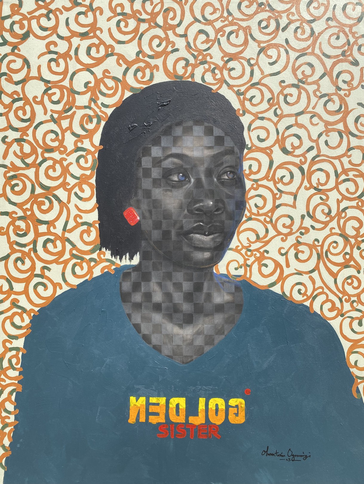Ogunniyi Oluwatosin, Blood Sister - 21st Century, Contemporary, Figurative Portrait, Black Women Face Ogunniyi Oluwatosin, Blood Sister - 21st Century, Contemporary, Figurative Portrait, Black Women Face